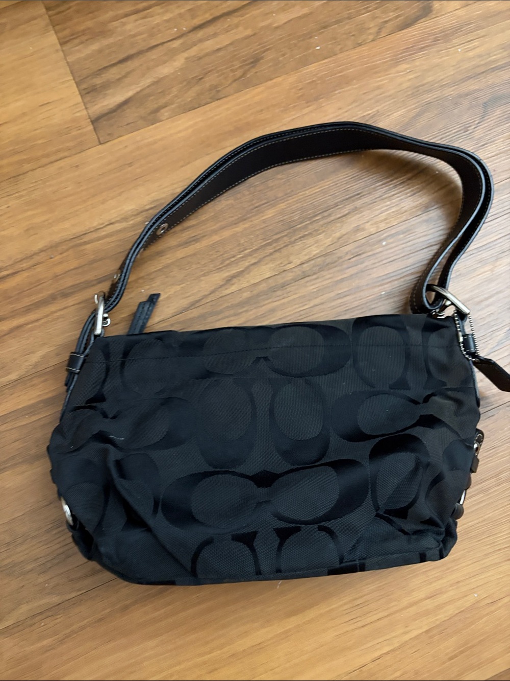 Coach Black Signature Jacquard Shoulder Purse